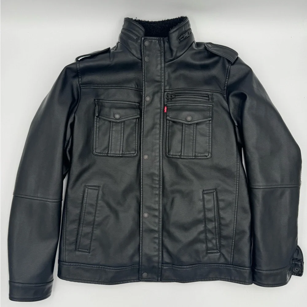 Men's Levi Black Vegan Leather Jacket
